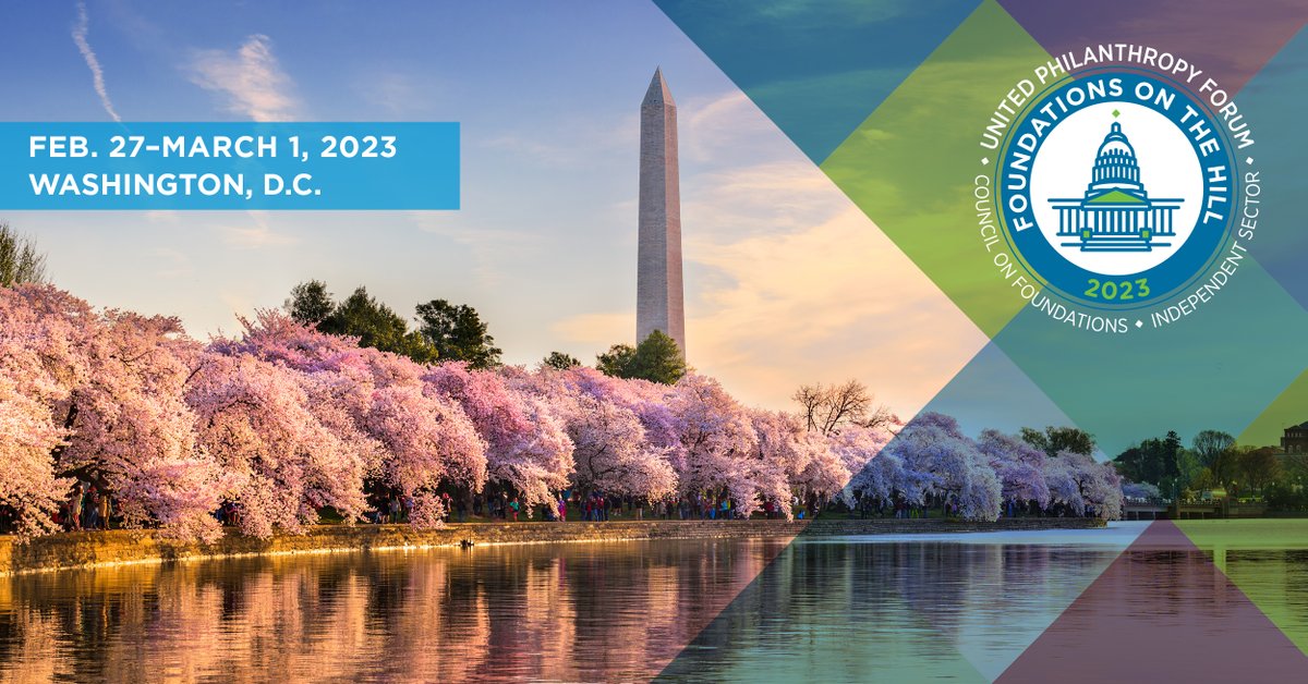 Don't miss the 20th Annual Foundations on the Hill! Hosted by the Forum, in partnership with @COF_ and @IndSector, #FOTH2023 will convene philanthropic leaders + advocates in DC to promote a strong sector & advocate for vibrant, equitable communities. bit.ly/3iSAZJs