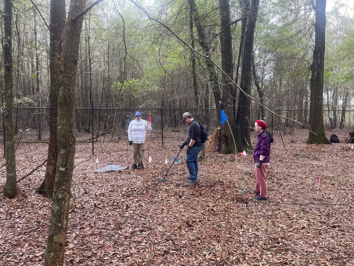 CampLawtonGSU's tweet photo. We are back at #CampLawton for Spring Field School! This season, we are looking for evidence of the sutler's cabin. 

#clap2023 #uscivilwar #archaeology #fieldwork #conflictarchaeology #gsu #civilwararchaeology #archaeologyfieldwork #historicalarchaeology #updatesfromthefield https://t.co/vxtGpR8QRS