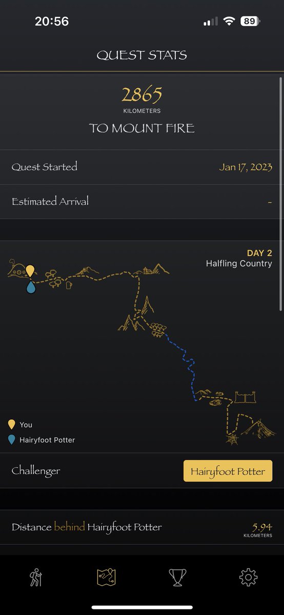 Mein Highlight bisher? Die App „Fantasy Hike“ - damit kann man tracken, wie lange man zum Schicksberg braucht 🤩 
Niedliche Grafiken, man läuft als Hobbit!! und Infos inklusive! 😍