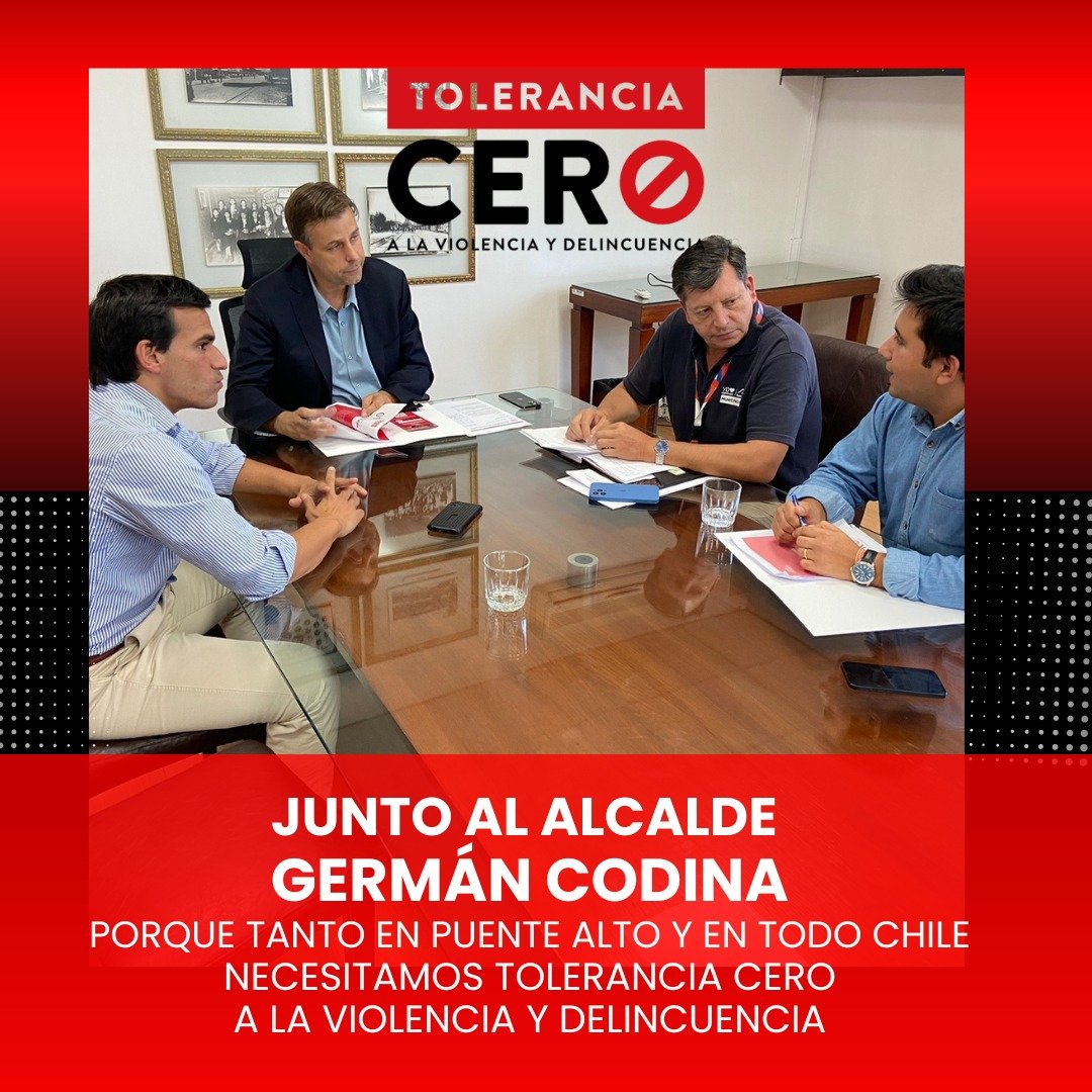 LaCoordinadora_'s tweet photo. Tanto en Puente Alto como en todo Chile, necesitamos #ToleranciaCero a la violencia y delincuencia. ¡Ya basta!
Gracias alcalde @germancodina por recibir nuestra propuesta en materia de seguridad, de la Mesa #ToleranciaCero https://t.co/ECDoLyFKt4