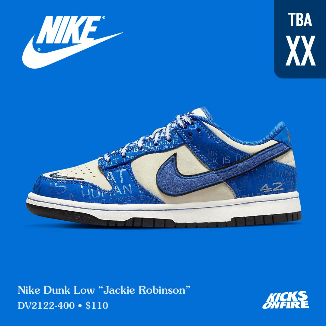 kicksonfire's tweet photo. Nike Dunk Low “Jackie Robinson” 💙 restock coming in the next few days ! https://t.co/cIrgak3WHp
