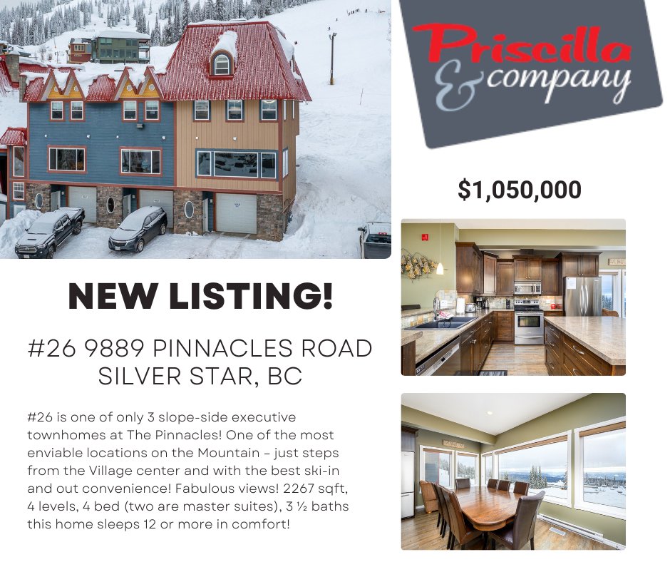 SILVER STAR -  4 bedrooms (two are master suites) 3 ½ baths, sleeps 12 or more! Open great room w/ kitchen &amp; large center island, gathering area with gas fireplace and dining area. Views from every angle! Covered deck with hot tub; view of slopes! Tandem, heated garage!