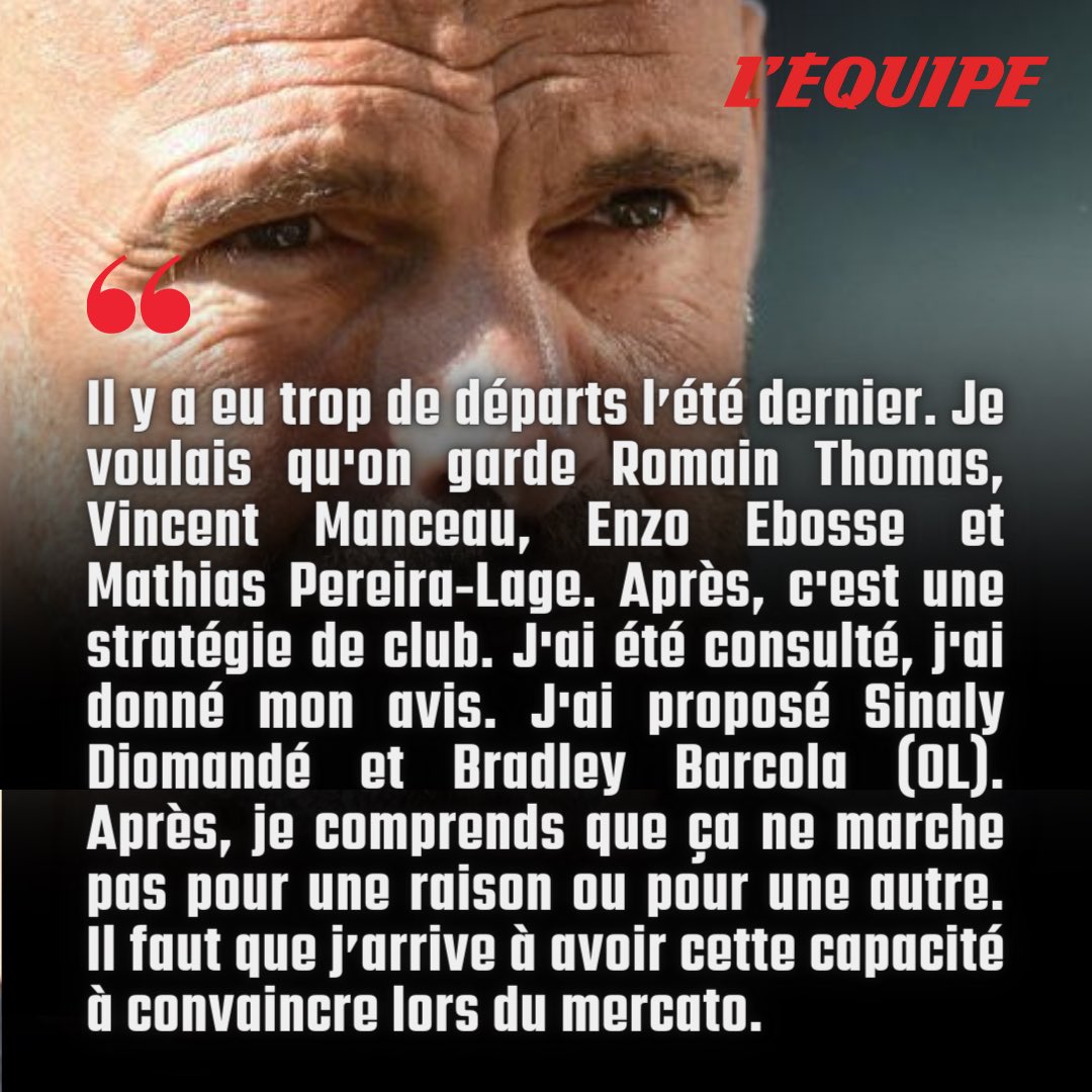 IncroyableSCO's tweet photo. 🔴💬 - Pour Gérald Baticle, il y a eu « trop de départs » lors du mercato l’été dernier.

L’ancien entraîneur d’Angers SCO aurait aimé garder #Thomas, #Ebosse, #PereiraLage et #Manceau et il avait proposé 2 joueurs de Lyon (Sinaly Diomandé et Bradley Barcola). ⚫️⚪️

🗞️ @lequipe https://t.co/anVWB9eNfi