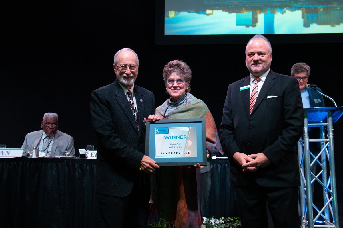 FYVgov's tweet photo. We're still giddy from taking home TWO awards from the @ARMuniLeague 2023 Winter Conference.

Mayor Jordan and Chief of Staff Norton accepted the Trendsetter City award for our Report a Concern community engagement tool. Also, the Mayor accepted Volunteer Community of the Year. https://t.co/hrCFtvvs7Q