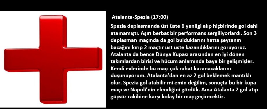 analiz_plus's tweet photo. Atalanta-Spezia
BANKO TAHMİNLER
Maç Sonucu 1- 1.25 Oran
Ev Sahibi Gol 1.5 Üst- 1.31 Oran
Maç Sonucu 1 ve 1.5 Üst- 1.40 Oran
#iddaatahminleri #bahissenin #bahiscasino #iddaa #nesine #Messi𓃵 #Fenerbahce #Trabzon #atalantavsspezia https://t.co/RRealMNKo3