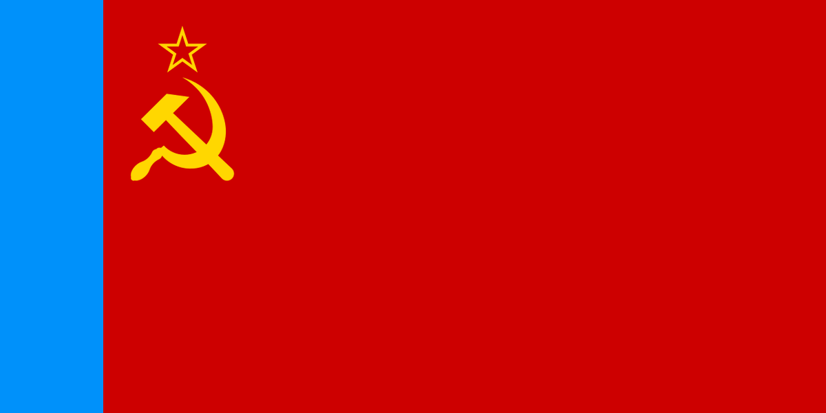 OneDayOneFlag's tweet photo. This was the flag of the SFSR of Russia. It is too similar that the soviet flag, it has the hammer and sickle, symbol of the communism, and the same colors. The blue stripe in the left represent the russian seas, rivers and skies. https://t.co/r0MV9SDocb