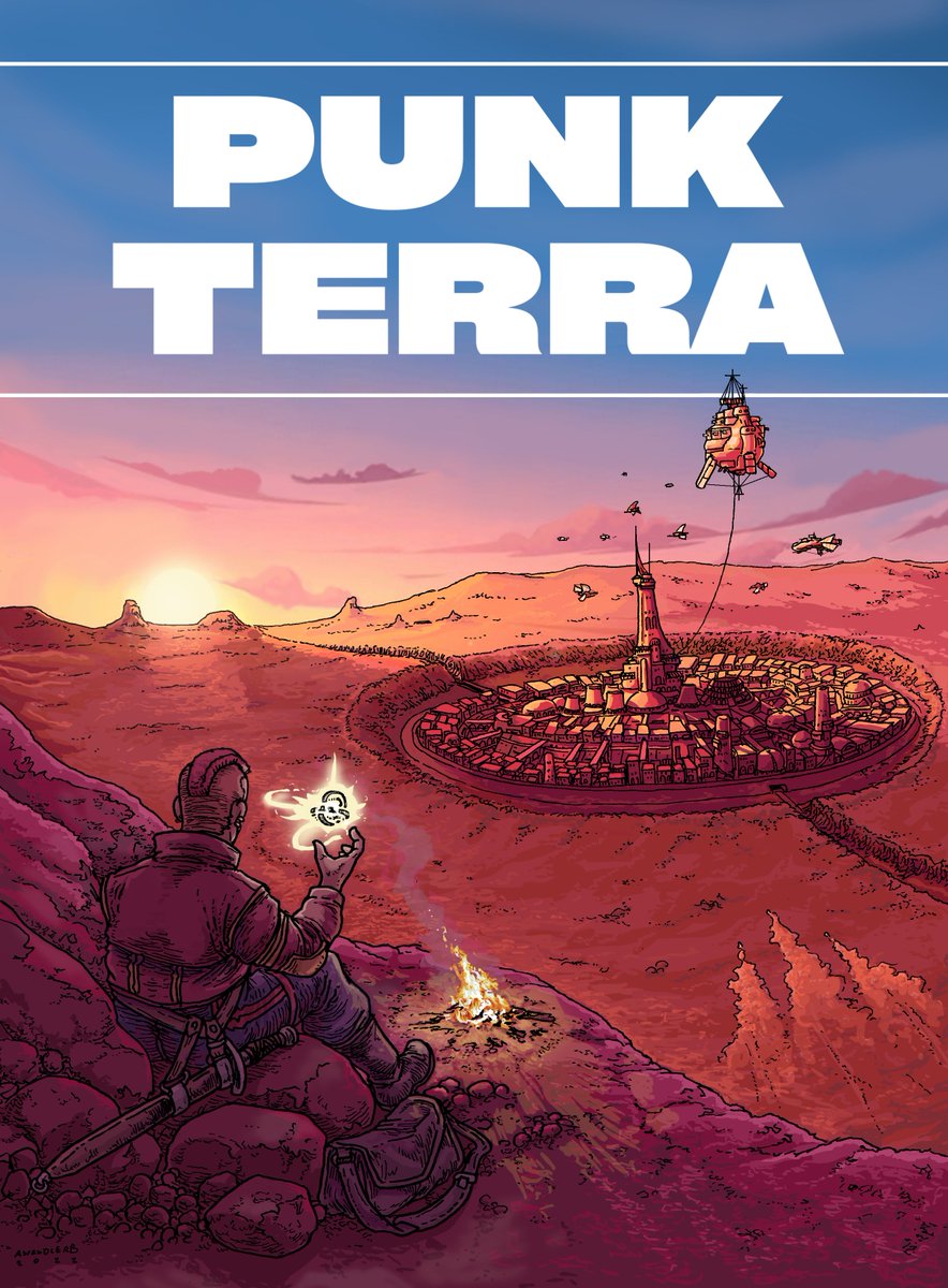 shabazik's tweet image. An Imperial #Outpost,right at the edge of the #wastelands.

#Illustration done for #PunkTerra, a #Fantasy &quot;#Steampunk&quot; #Tabletop #RPG that we&apos;ve been developing as a small group called the Arboreum Workshop. 

Soon to be published,so working on the colours!
#TTRPGs #airship #city