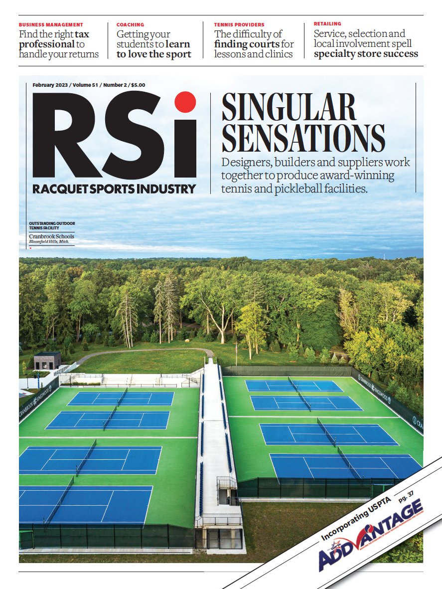 rsimagazine's tweet photo. The February 2023 issue of RSI Magazine has been released. #mentalgame #retailstars #courtconstruction #businessplanning #taxlawchanges #ourserve #industrynews #grassrootstennis #asktheexperts #yourserve
Read ▶️ https://t.co/4dOYBiTT7r https://t.co/cFW76N3FwZ