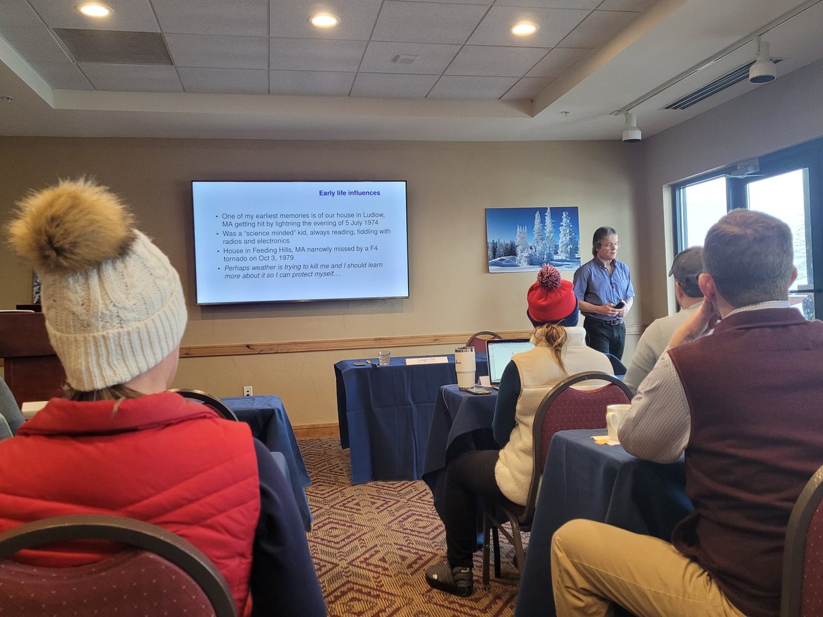 BillBellis's tweet photo. Dr. Leigh Orf from @UWMadison talking tornado formation and briefly covered the EF4 tornado that hit Mayfield, KY, in December 2021. @News3LV #WeatherAuthority @skisteamboat #weathersummit https://t.co/pdDgcm8ava