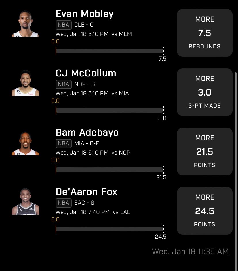 CartmanLocks's tweet photo. WEDNESDAY NBA PROPS 🏀📊
⭐️Mobley o7.5 REB (-140)
⭐️Fox o24.5 PTS (-120)
Bam o21.5 PTS (-125)
McCollum o3.5 3’s (+110)
Can we smack a 3rd straight #PrizePicks ? 🫡
#BetsWithTaylor #NBAProps #PrizePicksNBA #NBAPicks #SportsBetting https://t.co/Ak4cFNDGZq