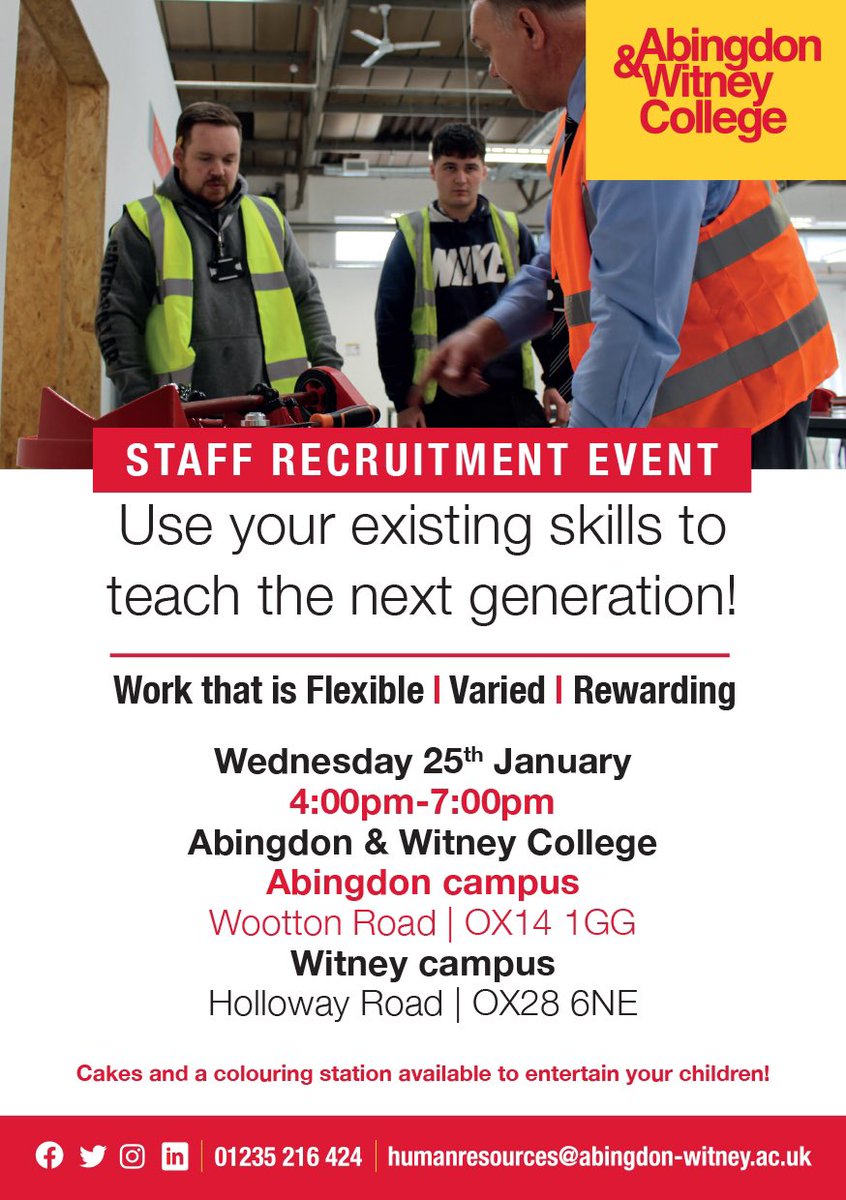 Recruitment Event at <a href="/AbWitCollege/">Abingdon & Witney College</a>

For more info >>> abingdon-witney.ac.uk/events/recruit…