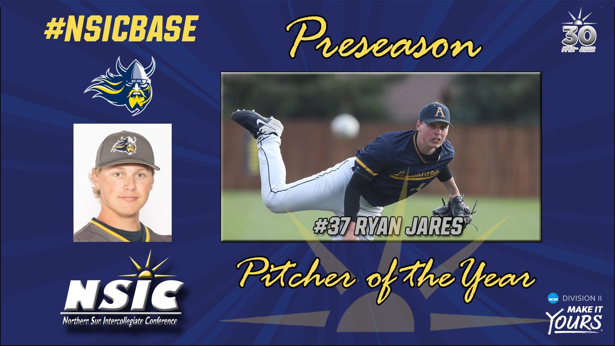 NorthernSunConf's tweet photo. Congrats to #NSICBase Preseason Pitcher of the Year; Ryan Jares of @GoAugie / @AugieBaseball  
 
Full Release at: https://t.co/wLeBWCiyiq https://t.co/TaZt5lVRVC