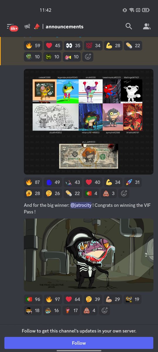 markiviloryeah's tweet photo. In case you're wondering, @frogscollective team is more active in discord lately. So if you're not yet there, better move fast fam! The #FanArt contest just finished, 12 winners were given a #RibbitList role and 1 winner of a #VIFPass how great is that. Come #RIBBIT ๐ธ with us! https://t.co/mHj2d6HTW9