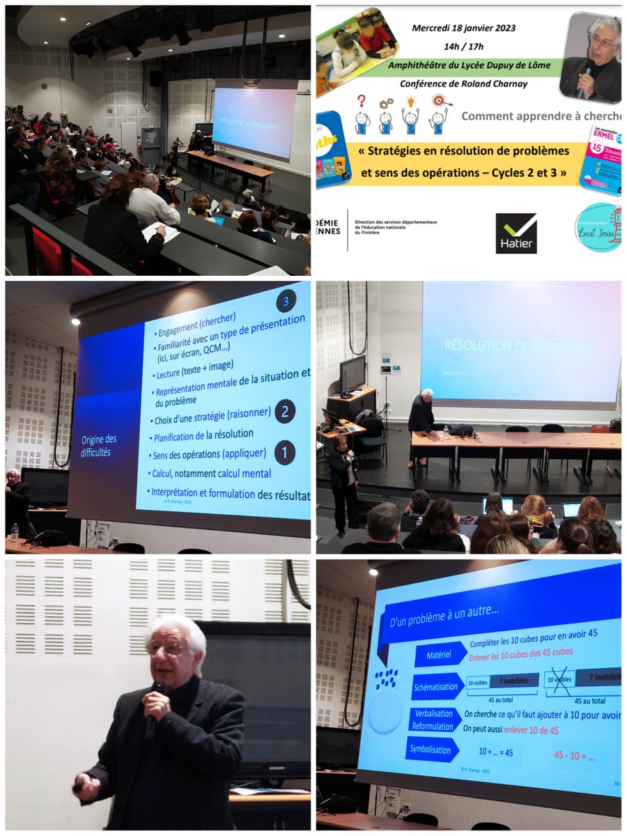 Yann_Ty_Coz's tweet image. 🔸Conférence de Roland Charnay sur la résolution de problèmes aux cycles 2 et 3
🔸Temps de formation extrêmement riche, limpide et très apprécié des enseignants
🔸Origine des difficultés, stratégies #Expérimenter #Représenter #Verbaliser #Symboliser #Ermel #CapMaths @Hatier_Ouest