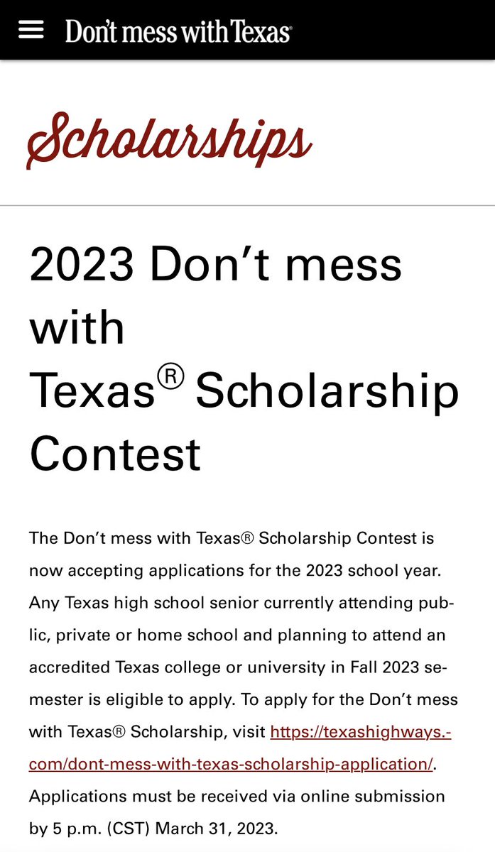 <a href="/YsletaHS/">Ysleta HS</a> Seniors!!
Check this scholarship out!

texashighways.com/dont-mess-with…

<a href="/YsletaStuCo/">YsletaStuCo</a> <a href="/txdotelp/">TxDOT El Paso</a>