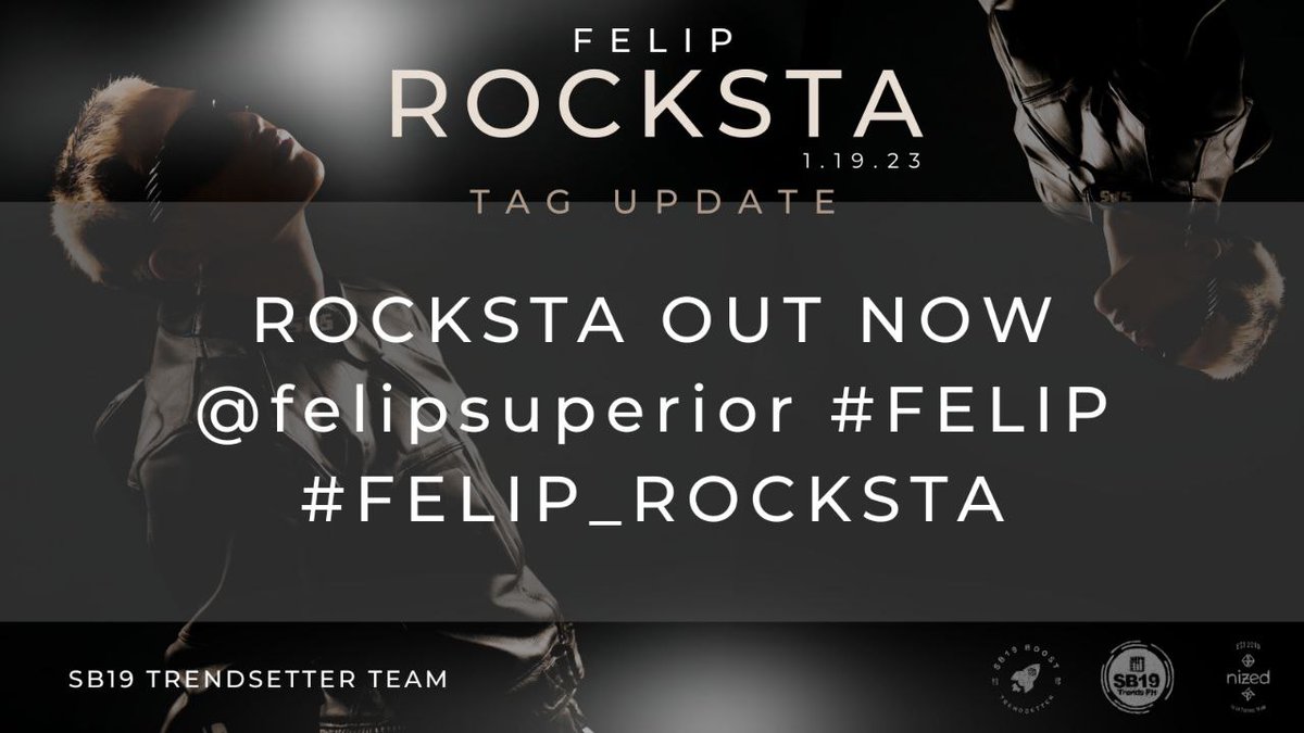 SB19TrendsPH's tweet photo. [ TAG UPDATE | 12 AM ]

Felip just dropped his newest single, ROCKSTA!🖤🤍

You can now listen to this jaw-dropping song on all music streaming platforms! This is surely going to be the newest hit single of 2023!

UPDATED TAGS:
ROCKSTA OUT NOW
@felipsuperior #FELIP
#FELIP_ROCKSTA https://t.co/FgzMfK0Bcj