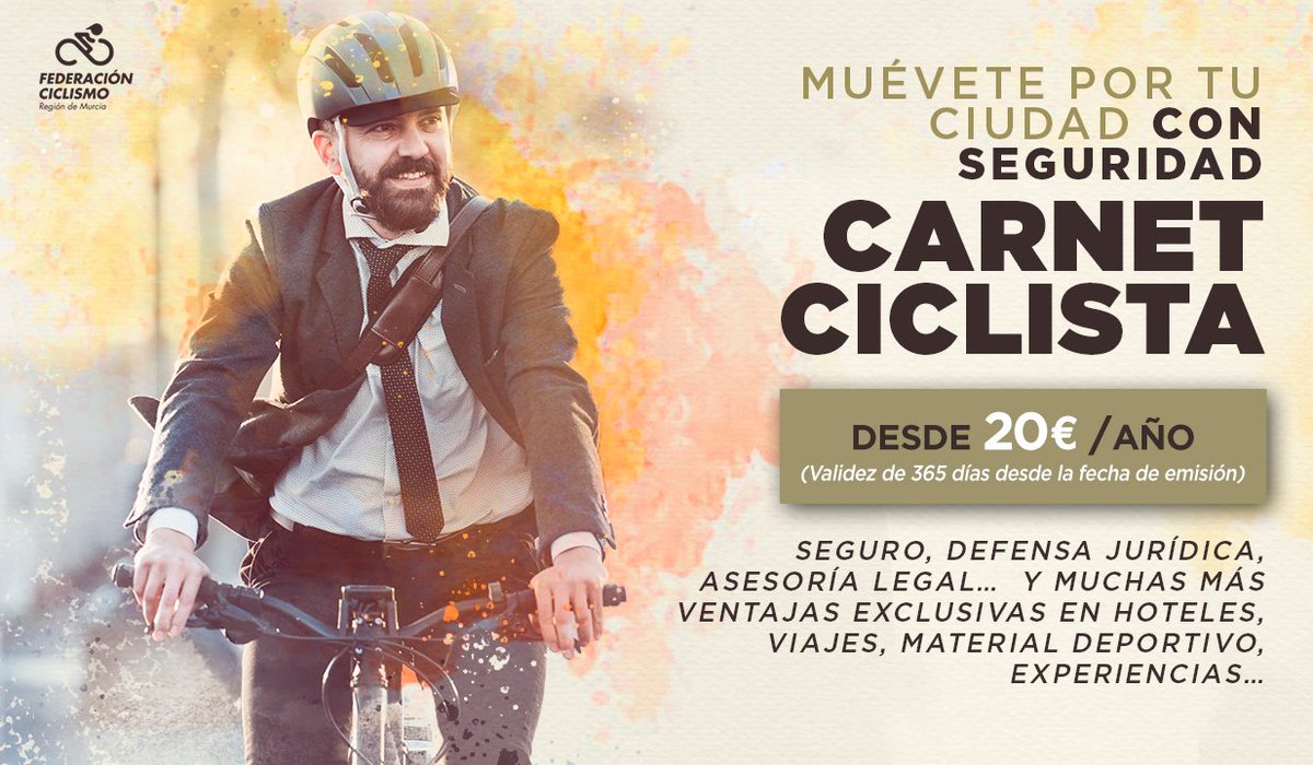 Desplázate en bici con el respaldo de la Federación con tu #CarnetCiclista desde 20€ al año.
⁣
¿Aún no tienes tu Carnet Ciclista? Entra en cutt.ly/D2en6nT
⁣⁣⁣⁣
#MurciaCiclismo #CiclismoMurciano #YoSoyCiclista #UniversoCiclista