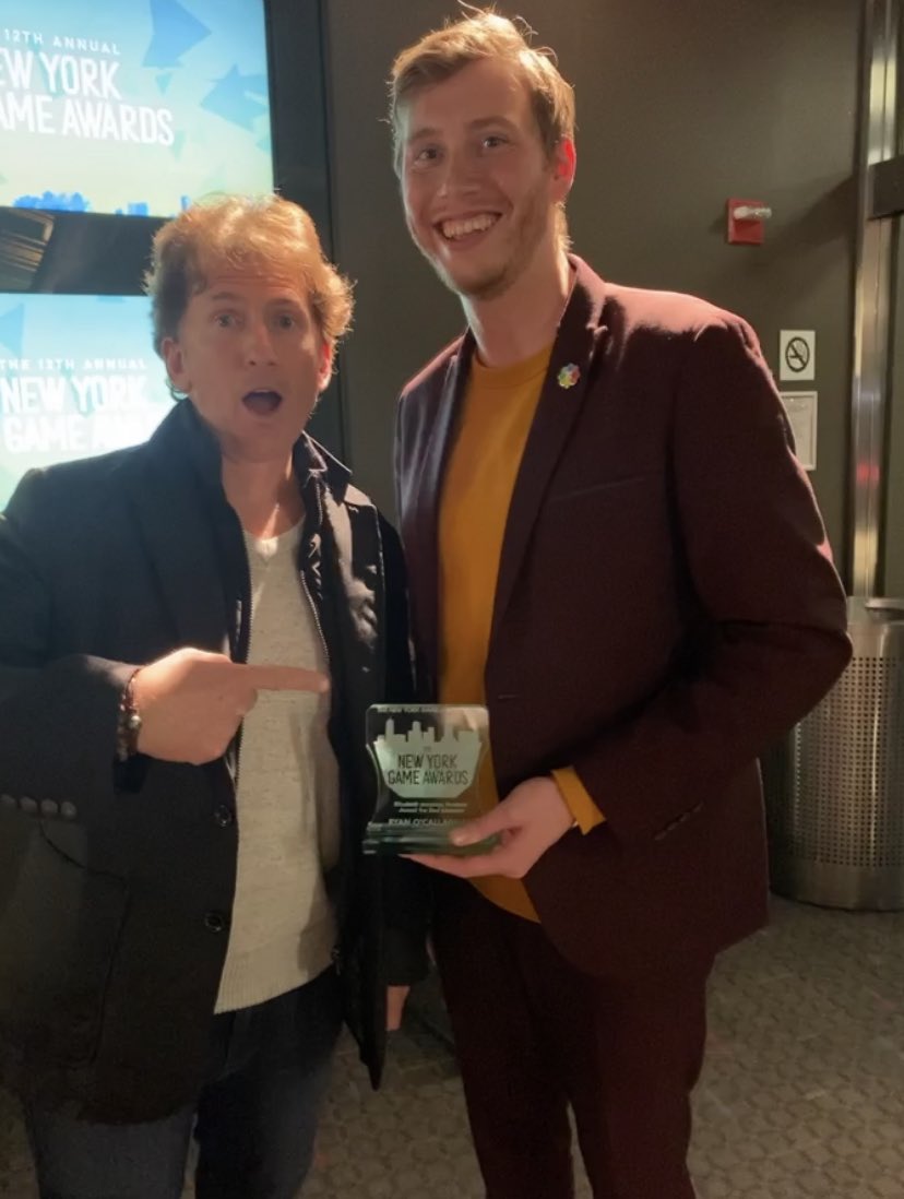 MrRyanOC's tweet photo. Last night feels like dream! Thank you @NYVGCC for the honor and to @Reggie @XboxP3 Todd Howard and everyone for your kind words. #NYGameAwards https://t.co/Fgwfv3qxZN
