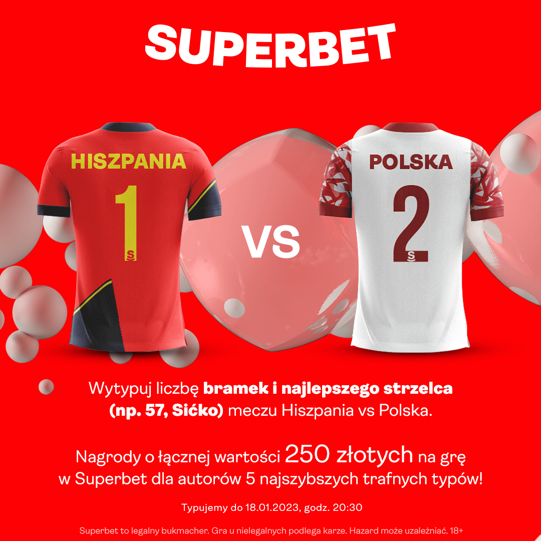 SuperbetPL's tweet photo. Wytypuj liczbę bramek i najlepszego strzelca meczu Hiszpania - Polska 🤾‍♂️ #ESPPOL #Rzutfśśtbramka
--- 
✅ Zaobserwuj @SuperbetPL
♥️ Polub tweeta i 🔁 daj RT
#️⃣ Dodaj hasztag #SuperTyp. 
Nagroda: Bonus 50 zł 🤑 dla 5 najszybszych trafnych typów. Typować można raz, do godz. 20:30 https://t.co/1IdvggwwGm