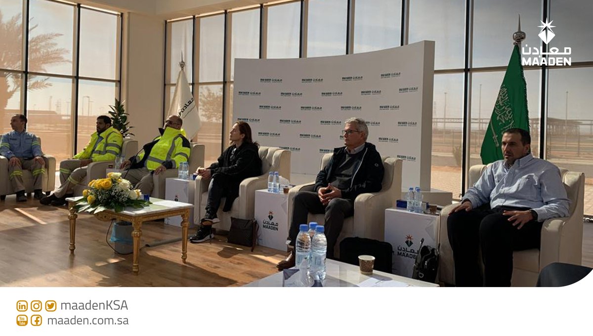 MaadenKSA's tweet photo. استقبلت قيادات #معادن، الرئيس التنفيذي ونائب الرئيس لـ @FertilizerNews، خلال زيارتهم للشركة، ومواقع التعدين ومنجم الفوسفات في #مدينة_وعد_الشمال الصناعية، ونوقشت مبادرات الحفاظ على إمدادات الأسمدة عالمياً، والممارسات البيئية والاجتماعية وحوكمة الشركات والأمن الغذائي. https://t.co/XRGYfhPfbR
