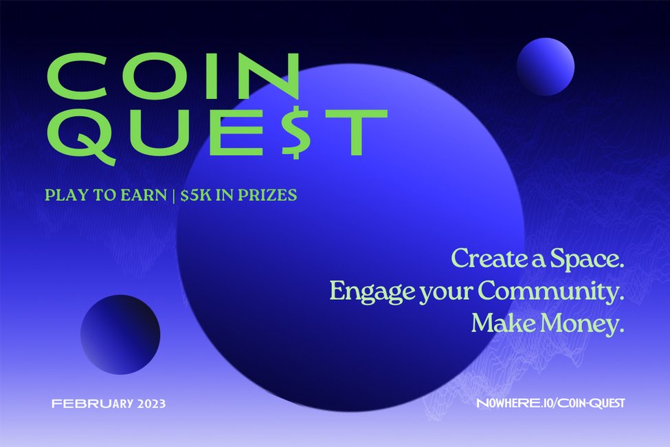 nowheremetavrse's tweet photo. Play to earn $5K in #Rewards throughout the month of February for completing fun challenges in our social #Metaverse 🪙💸💡

It’s easy to participate, easy to earn 🌞

https://t.co/Sv3hSNZd2J

Space is limited, so sign up today! https://t.co/vVfOmHpJdA