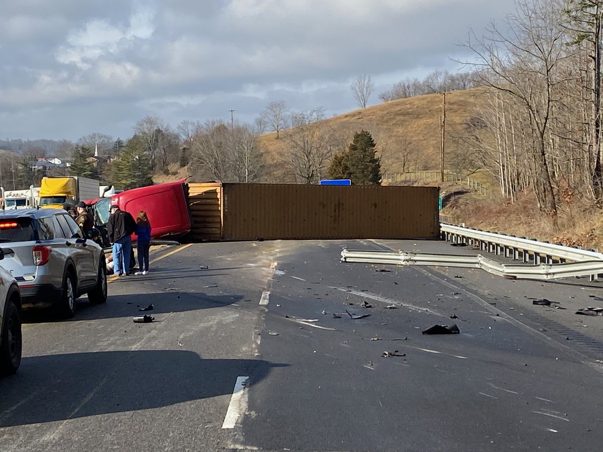 Be alert to delays on I-81 southbound at mile marker 40 (Smyth Co) due to an overturned tractor-trailer. Traffic is being detoured off the interstate at exit 44 to Route 11. Use caution in this area and be alert to slowed, stopped traffic in both directions as cleanup continues.