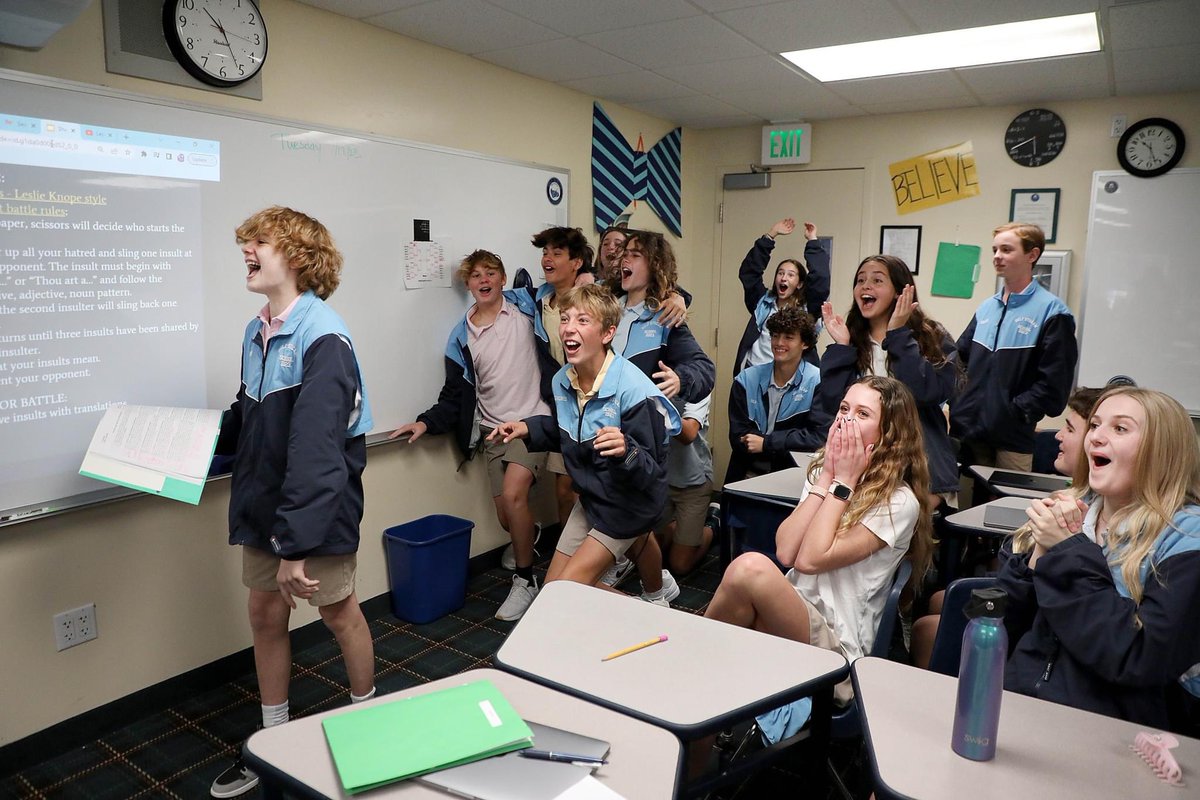 GSSstingrays's tweet photo. The students got quite creative with their insults, but fear not, every battle ended with a clever compliment.#gulfstreamschool #middleschool #shakespeareinsults #shakespeare #privateschool #independentschool @Wwm_Shakespeare @folgerlibrary @the_globe @osfashland @ShakespeareinDC https://t.co/hAyEAehs4c