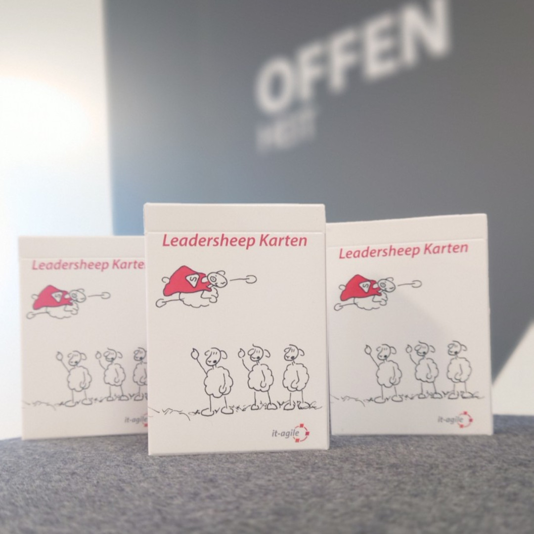 Neu: Das Leadersheep Karten-Spiel!

Lernt voneinander durch den gemeinsamen Austausch von Leadership-Geschichten rund um die Schwerpunkte System, Mensch und Persönlich. 

Ab sofort in unserem Shop erhältlich!: to.it-agile.eu/0ouu