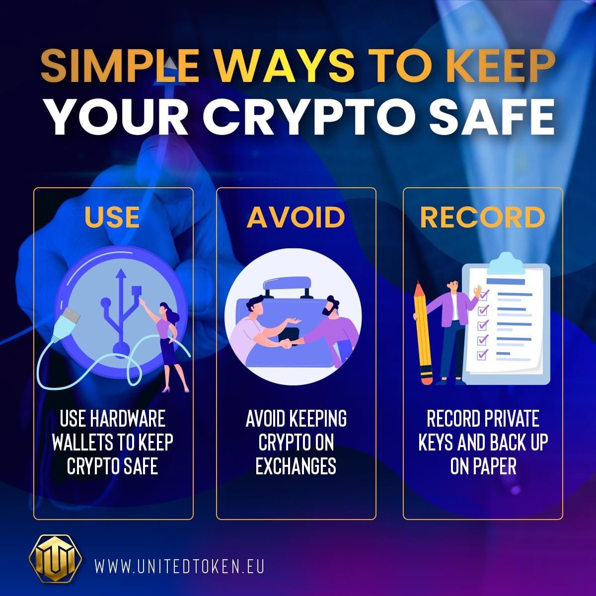Unitedtoken1's tweet photo. Are you doing all these things to keep your Crypto Safe? Tell us in the Comments below 👇🏻 

Always Remember - NOT YOUR KEYS, NOT YOUR CRYPTO.

What’s your opinion on this? Do share with us ♥️🔥 https://t.co/gbqm3A7lrX