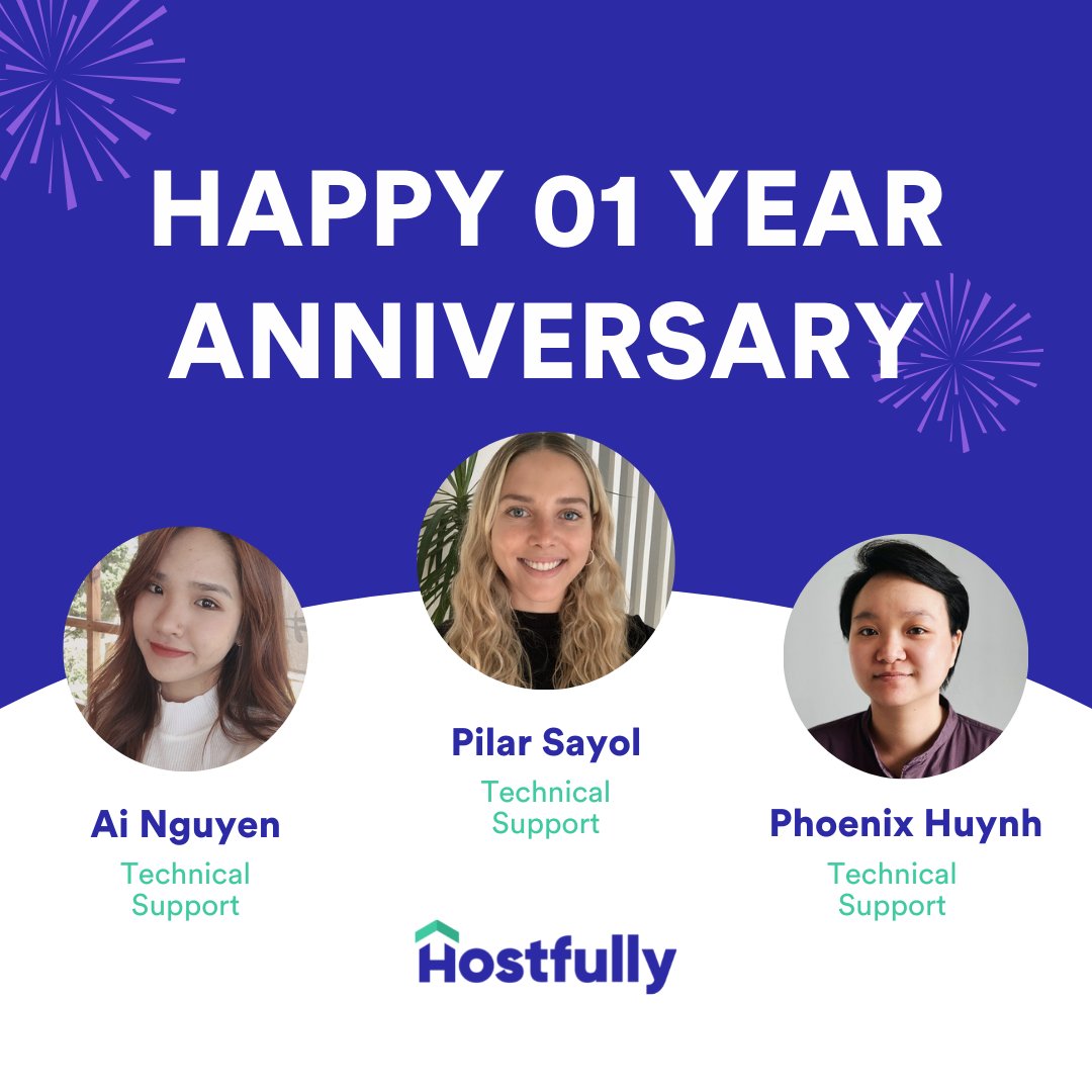 hostfully's tweet photo. Three of our team members are celebrating their first anniversaries at Hostfully!π₯³π
Thank you, Pilar, Phoenix, and Ai, for making our customers happy. We know we're in good hands when our team players bring out their A-game. You rock! π€©
#teamanniversary #hostfullyteam https://t.co/KoxhcIghrc