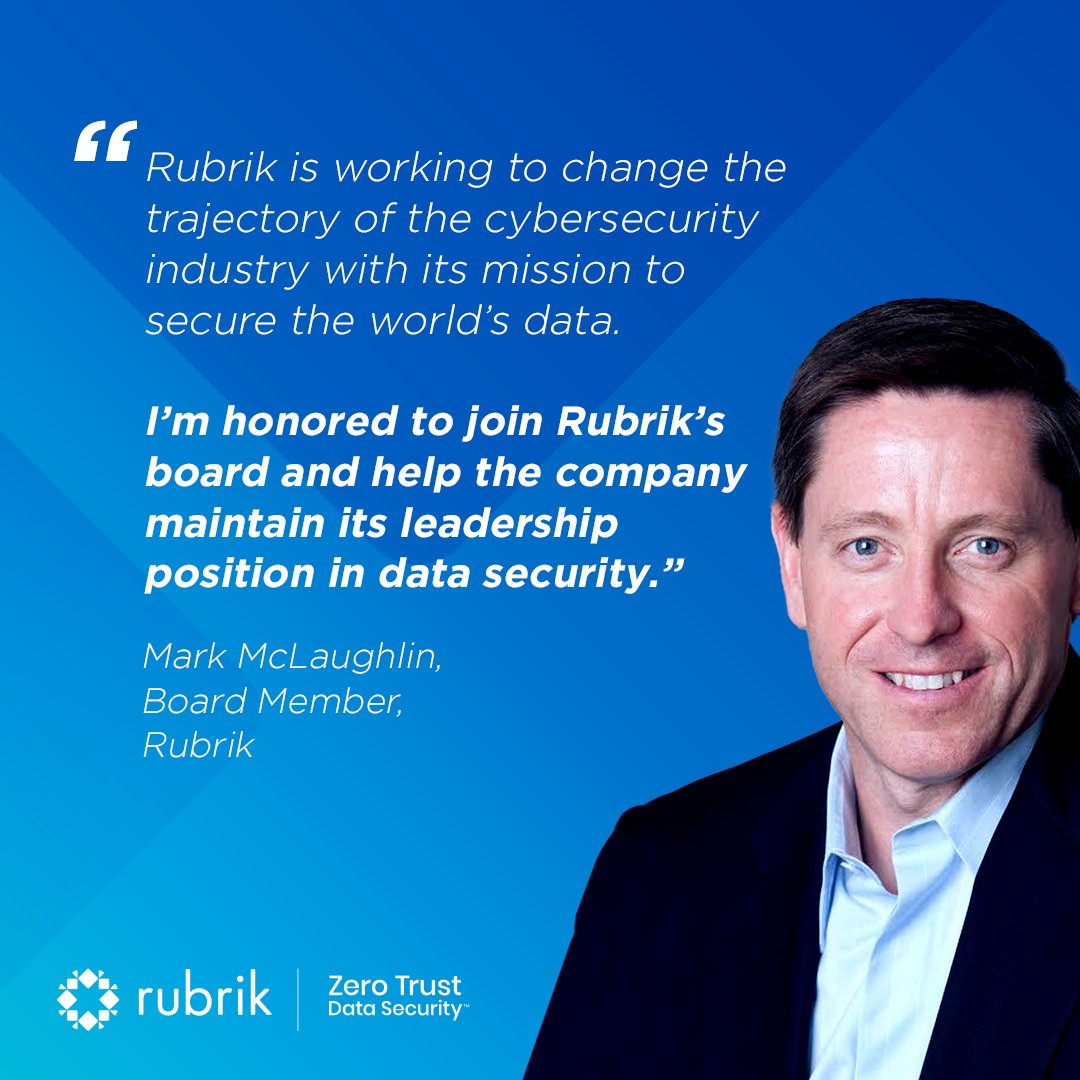 .@RubrikInc has surpassed $500M in subscription ARR! Such an awesome moment to celebrate, but that’s not all! #CyberSecurity veteran and former chairman &amp; CEO of <a href="/PaloAltoNtwks/">Palo Alto Networks</a> <a href="/MarkatPANW/">Mark McLaughlin</a> is joining our Board of Directors! Read more here: rbrk.co/3iEDoaV