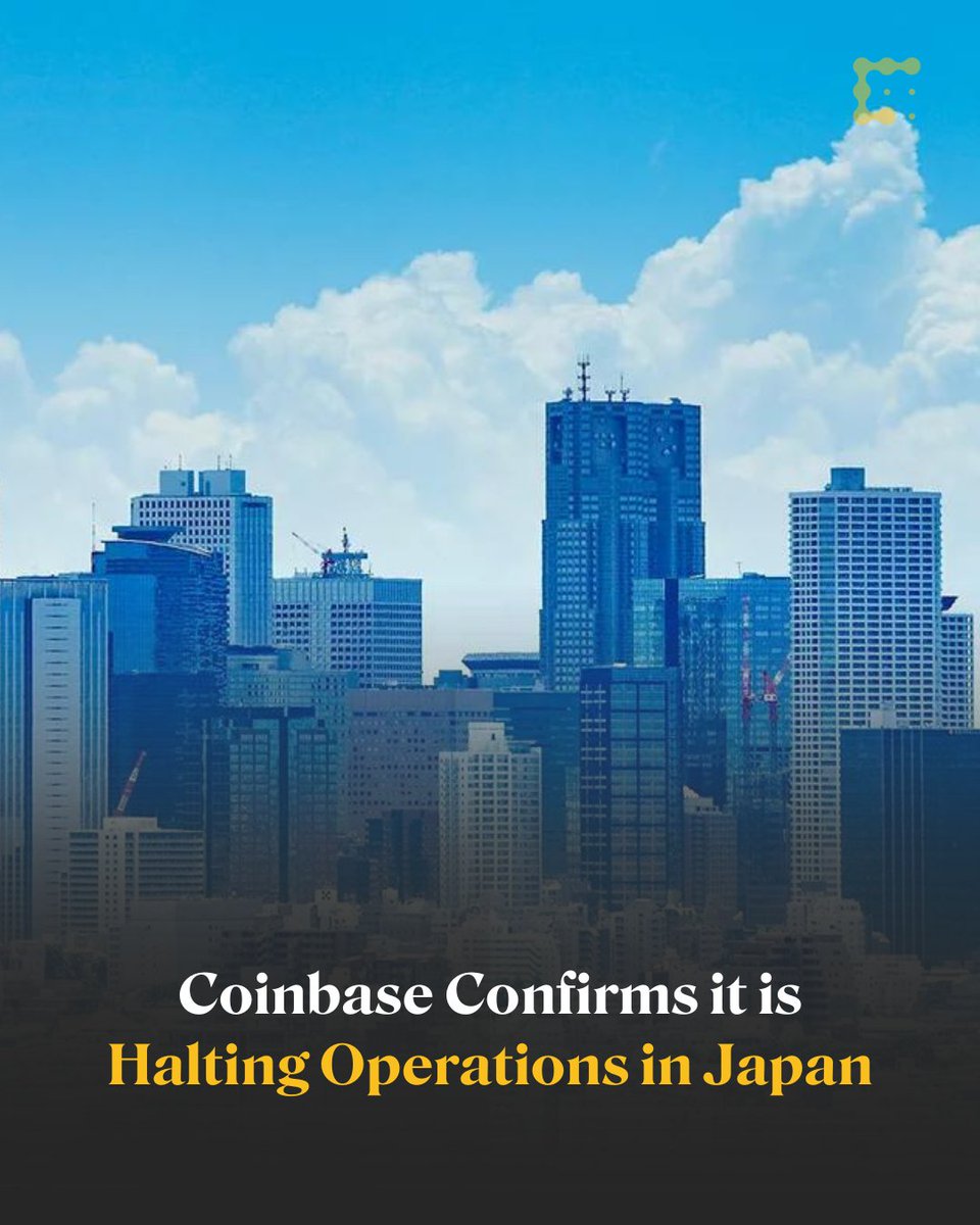 CoinDesk's tweet photo. Cryptocurrency exchange @coinbase says it's halting operations in Japan, citing "market conditions."

The exchange is following in the footsteps of its peer @krakenfx, which ended its operations in Japan at the end of last year.
https://t.co/eaWG0VXkfk https://t.co/s1RginYfyp
