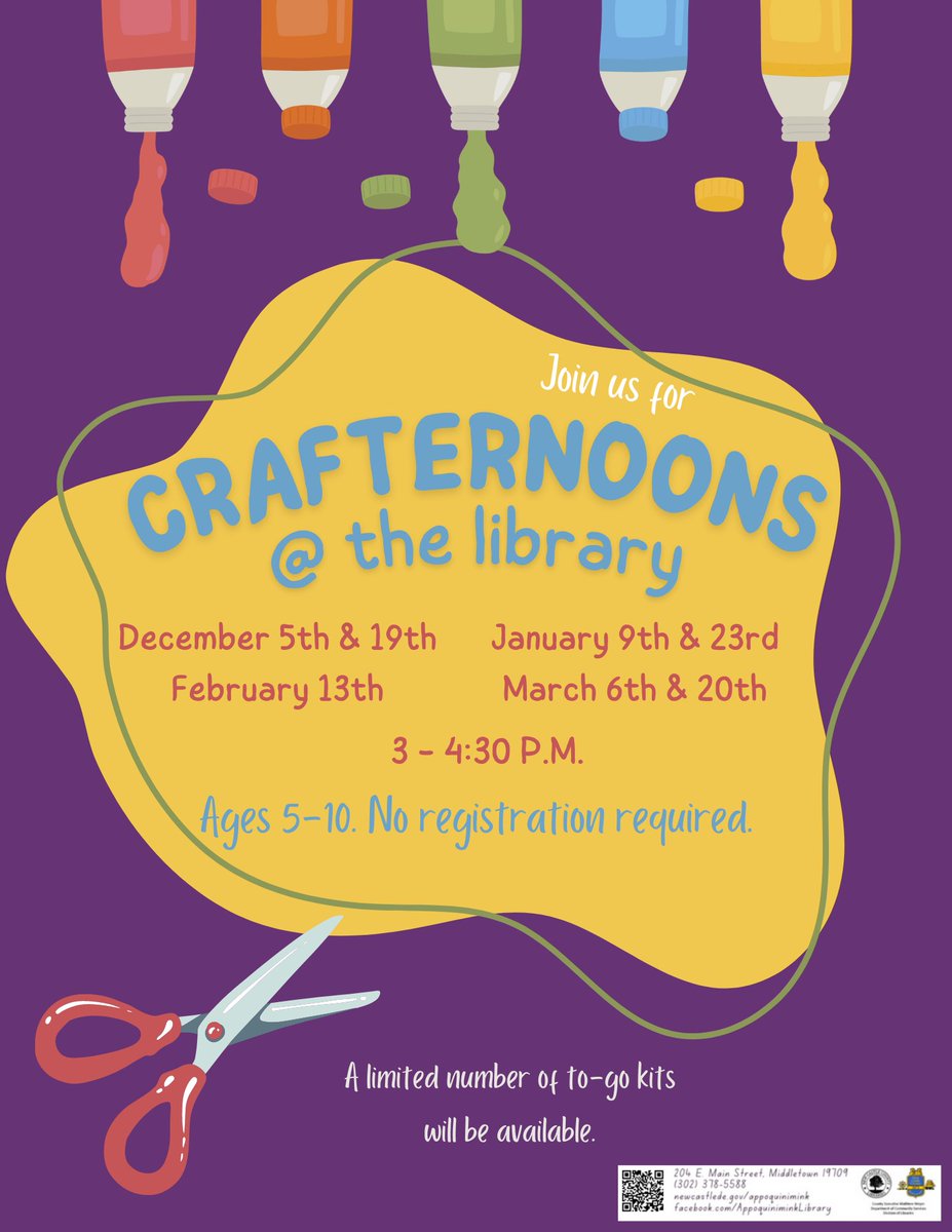 AppoLibrary's tweet image. Next week is Yarn Week with Crafternoons at the library! We will be creating Yarn-ish Initial Signs and Mini Winter Hats. 
Meeting on Monday, January 23 from 3:00pm-4:30pm EST in the Children&apos;s Room.
#DelawareLibraries #NewCastleCounty