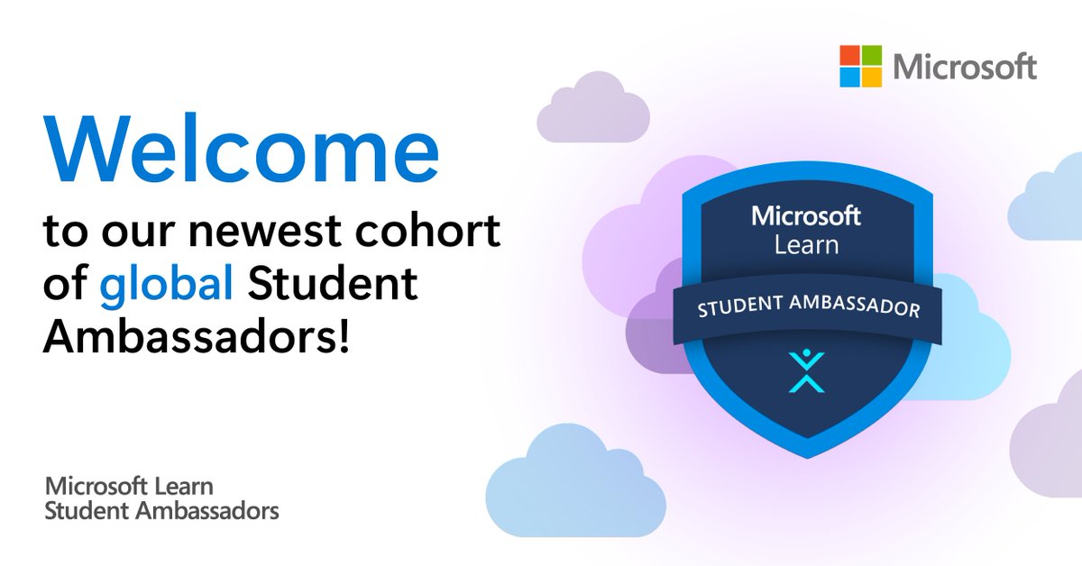 MSFTImagine's tweet photo. Congratulations and welcome to our newest group of #MSFTStudentAmbassadors! We look forward to watching you embark on this exciting journey. 💙
 
Current Student Ambassadors — drop your best advice for our new members below! https://t.co/G5MtGN7Go9