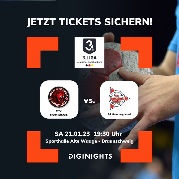 diginights's tweet photo. In der 3. Liga Deutscher Handballbund Staffel Nord trifft unser Ticketpartner, der MTV Braunschweig Handball auf die 1. Herren SG Hamburg-Nord Saison 2022/2023! 🤾

Tickets gibt's unter:
https://t.co/K8N5ztQcvi https://t.co/JYPjUYnyAD