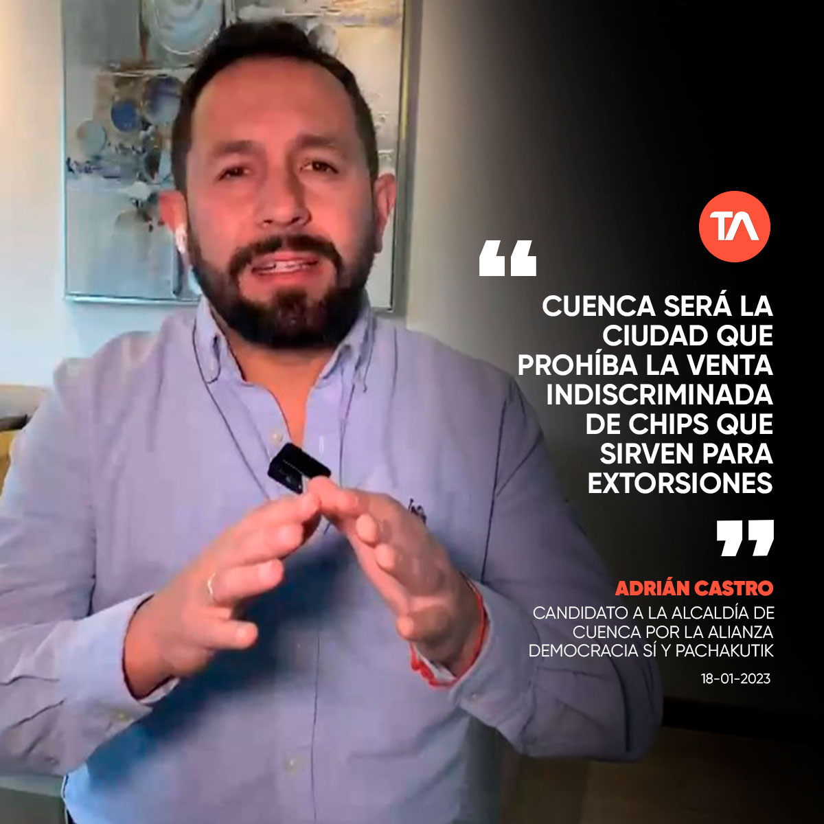 teleamazonasec's tweet photo. #ENTREVISTA La reconfiguración de rutas y frecuencias del transporte público en Cuenca es uno de los ofrecimientos  que expuso el candidato Andrián Castro en el noticiero #24Horas 
Su propuesta en seguridad 👉https://t.co/RTPlUtoGQ1 https://t.co/rsZUVMdgJP