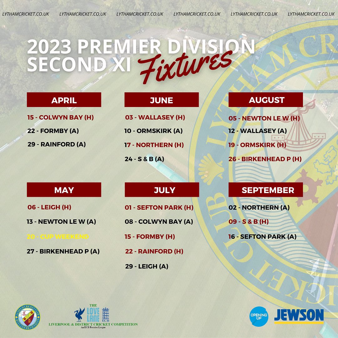 Second XI - 2023 Fixtures

The Second XI start their 2023 campaign at home to Colwyn Bay. 

After a positive 2022 season, the squad will look to make push for a successful season across both formats come April.