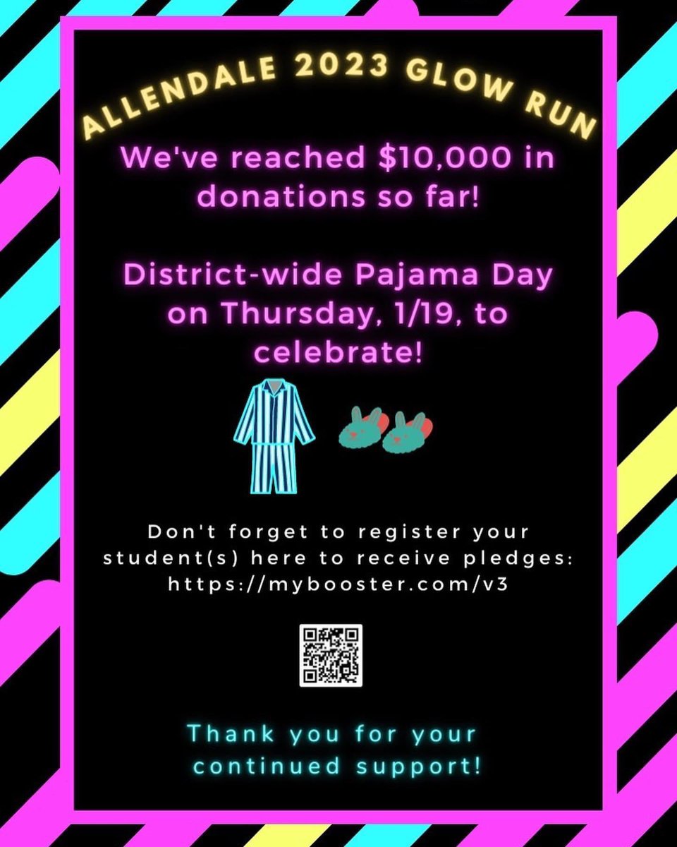 Congrats to the <a href="/Allendalek8/">Allendale District</a> students for hitting their first goal in the #GlowRun fundraiser!