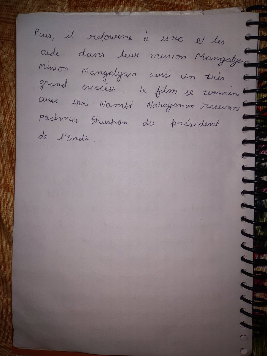 As a french honours student, I was asked to write the summary of a movie I like in French and I wrote about #RocketryTheNambiEffect.
@ActorMadhavan