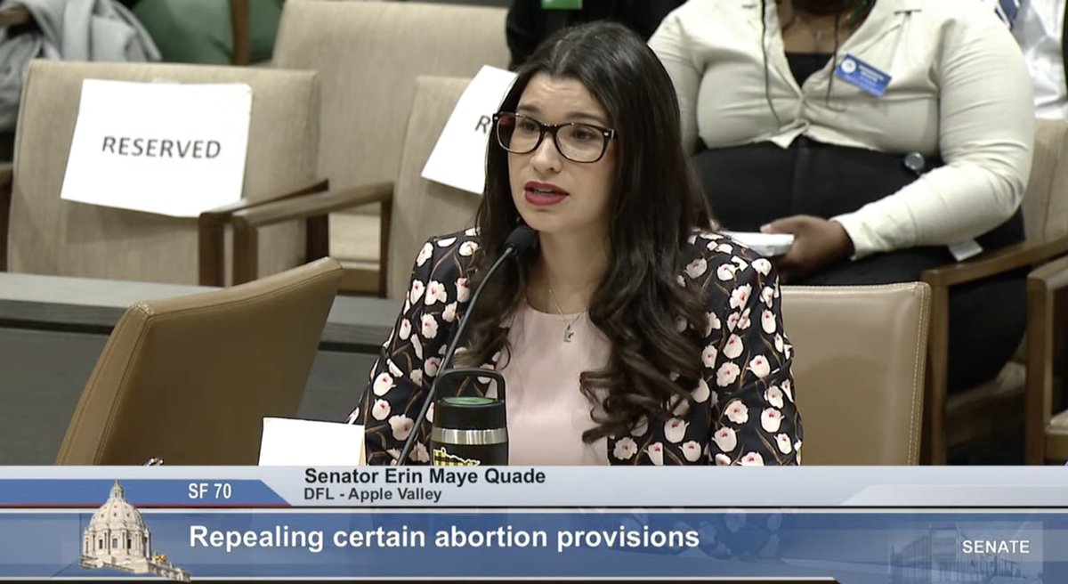 UnRestrictMN's tweet photo. People who have abortions also have babies (and in fact, a majority are already parents when they get an abortion). Likewise, the people who provide abortions also deliver babies, points out Sen. @ErinMayeQuade in today's hearing on the Reproductive Freedom Codification Act SF70 https://t.co/rKZzzS8M1a