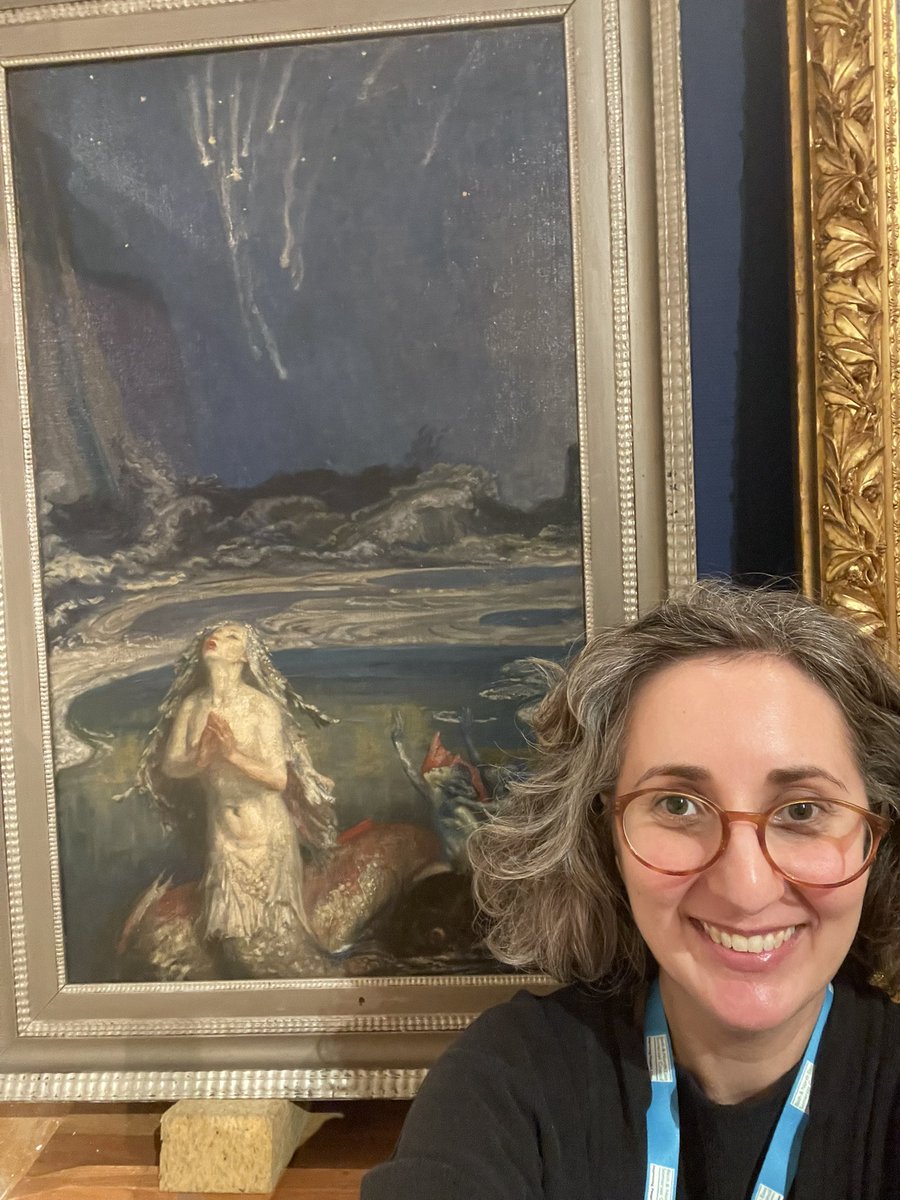 Hanging out with the ‘mad mermaid’ on #museumselfieday while installing our new show Capturing Life: A Century of the New English Art Club, opening this weekend <a href="/VictoriaArtBath/">Victoria Art Gallery</a>