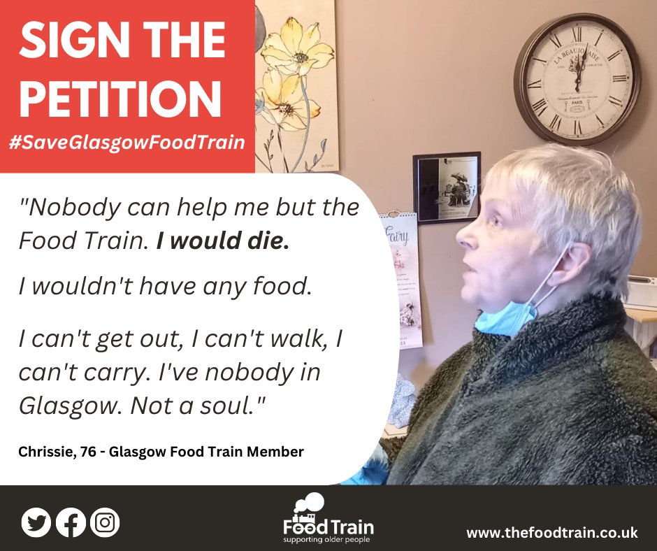 SIGN THE PETITION - #SAVEGLASGOWFOODTRAIN  Our Glasgow branch faces closure, leaving hundreds of older people without lifeline shopping supplies We're calling on @GCHSCP to work with us to secure the money needed to keep branch open Please sign & RT: chng.it/Yqk9p5nXGQ