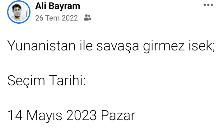 alibayramreal's tweet photo. 26 Temmuz 2022'de demiştim.
Seçim 14 Mayıs'ta olacak diye!

#SONDAKİKA https://t.co/0vsMZ0EPuF