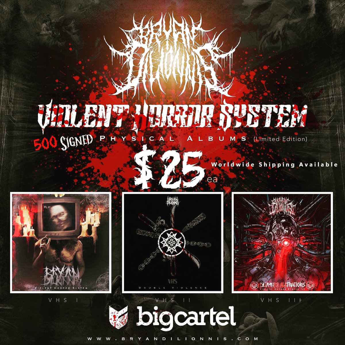 📀 500 physical album copies for all VHS albums are available now on our <a href="/bigcartel/">Big Cartel</a> store bryandilionnis.bigcartel.com Swing by and grab your copy, this is a limited run available until we sell out. Worldwide shipping available Join the #VHSMafia and grab your copies today🔥 #vhs