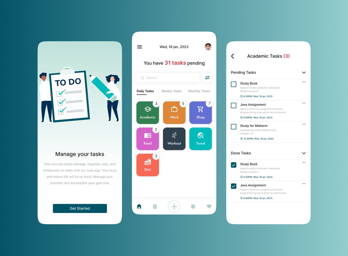bonyhabib's tweet photo. Daily UI 042 - ToDo List
Behance: https://t.co/ewYUxmfFzg
Dribbble: https://t.co/NAXLtTwEiA
#dailyui #dailyui042 #todolist #Todos #todo #list #managelist #managework #manage #management #app #mobile #uxdesign #ui #ux #uiux #uiuxdesign https://t.co/Z0GEibX9zG