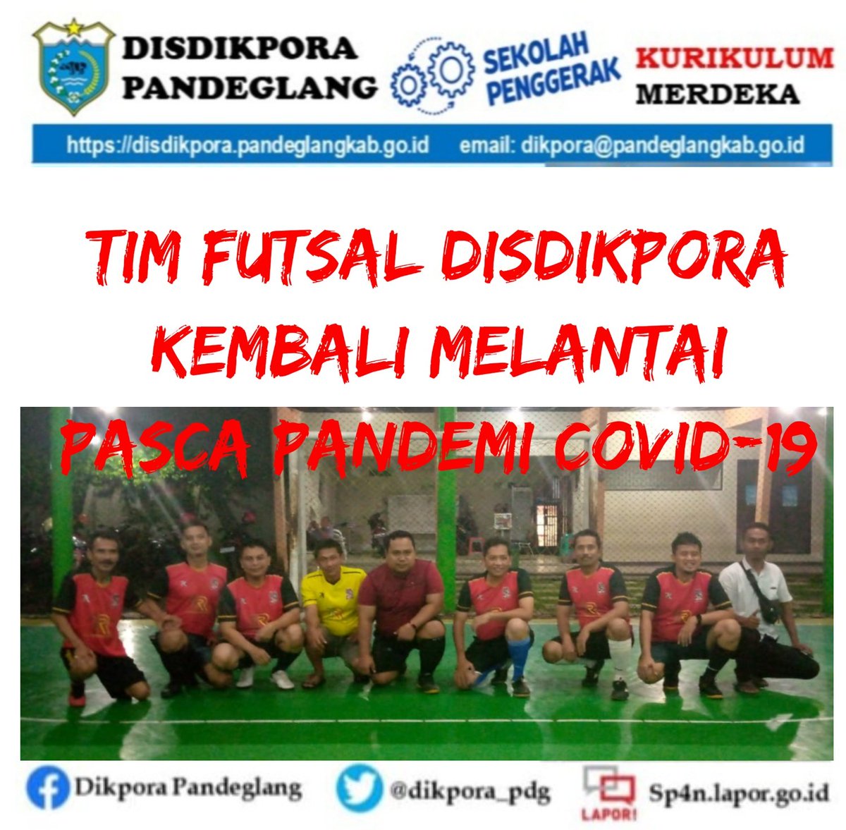 dikpora_pdg's tweet photo. Awal tahun 2023, Tim Futsal Disdikpora kembali melaksanakan agenda silaturahmi melalui pertandingan persahabatan, kali ini ujicoba bermain dengan Tim Kejari Pandeglang dan Tim Pengadilan Negeri Pandeglang. Pertandingan berlangsung malam ini, 18 Januari 2023 pk. 20.00 - 22.00 wib. https://t.co/ek3xvN7Avw