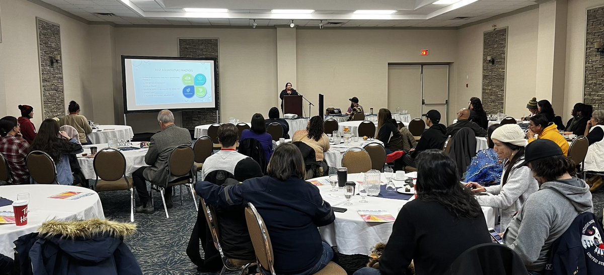 Wiikwemkoong’s Nathan Kanasawe, Manager of Buzwah Fisheries estimates that they grow about 1.1 million rainbow trout per year at the Anishinabek Nations Youth Agricultural Forum @AnishNation #wiikwemkoong