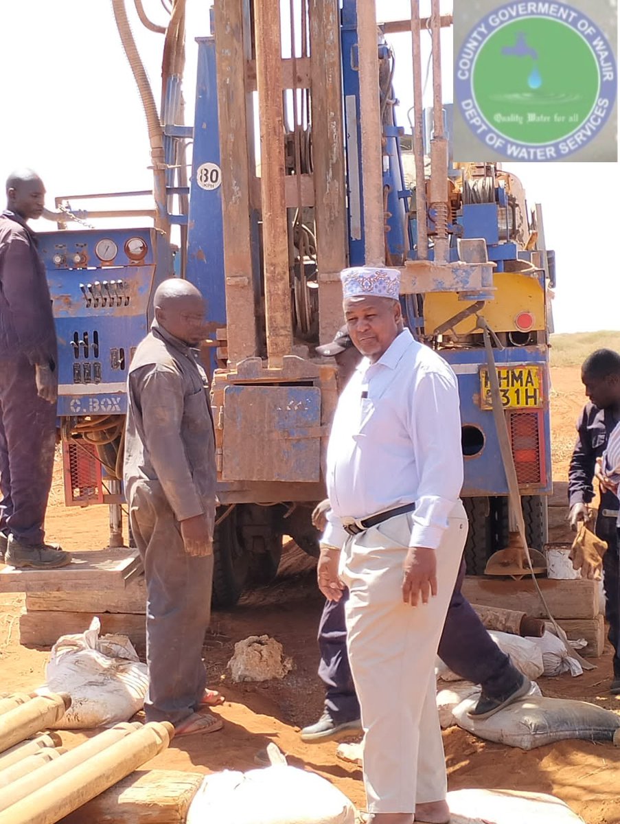 waterdpt008's tweet photo. The commencement of the drilling of a borehole at Fatuma Noor, Wajir West Sub-County by our water department is an exciting development for the area. This borehole will bring much-needed relief to communities in this area that have struggled with access to clean water for  years. https://t.co/TeCMKnfm45