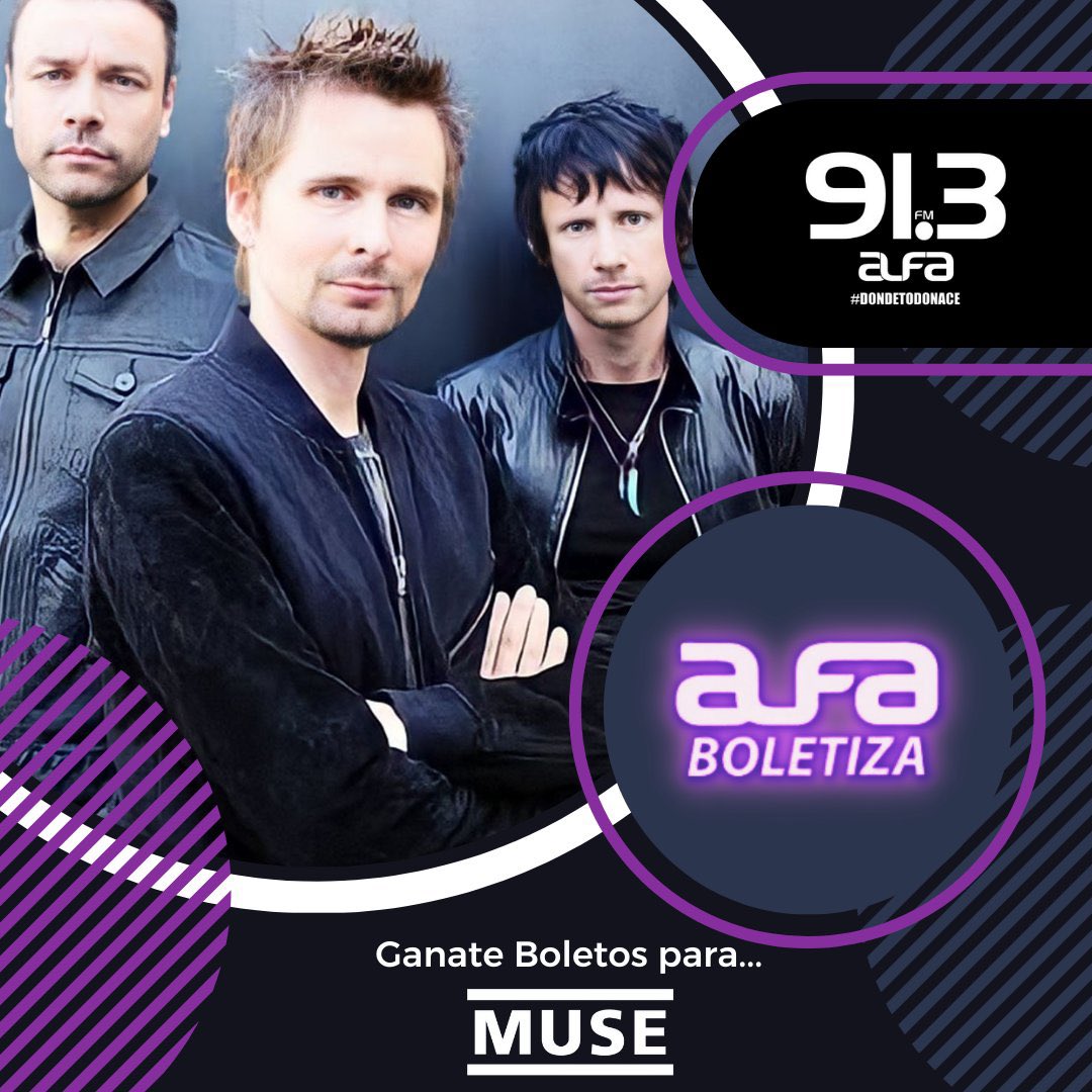 #MuseEnAlfa Hoy vamos a echar la casa por la ventana y vamos a regalar muchísimos boletos para <a href="/muse/">muse</a> aquí en Twitter 

Escuchen ya <a href="/alfa913fm/">Alfa 91.3 FM</a> 🚨 solo así podrán ganar hoy todo el día 🔥😎 <a href="/aesquinca/">Antonio Esquinca</a> <a href="/MonyLoOficial/">Mónica López Alfa 91.3 🆗</a> <a href="/patyvelascoalfa/">Paty Velasco</a> ¡escriban con ese hashtag para ganar! #museEnAlfa
