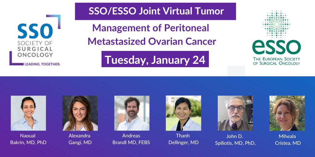SocSurgOnc's tweet photo. Join @ESSOnews and SSO for a discussion on the management of peritoneal metastasized #OvarianCancer. Two cases will be presented, highlighting the differences and similarities in managing this disease. Register at https://t.co/mGzlNNoQpx. @AGangiMD @AndreasBrandl8 @TDellingerMD https://t.co/KZmkaFXNJm